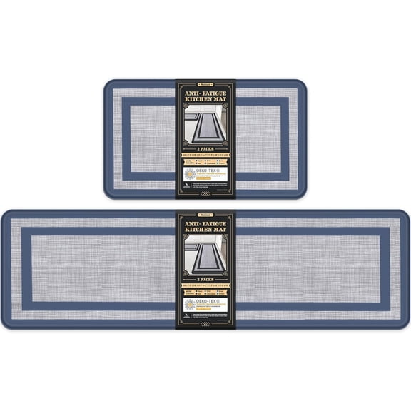 Mattitude Kitchen Mat [2 PCS] Cushioned Anti-Fatigue Non-Skid Waterproof Rugs Ergonomic Comfort Standing Mat for Kitchen, Floor, Office, Sink, Laundry, Black and Gray