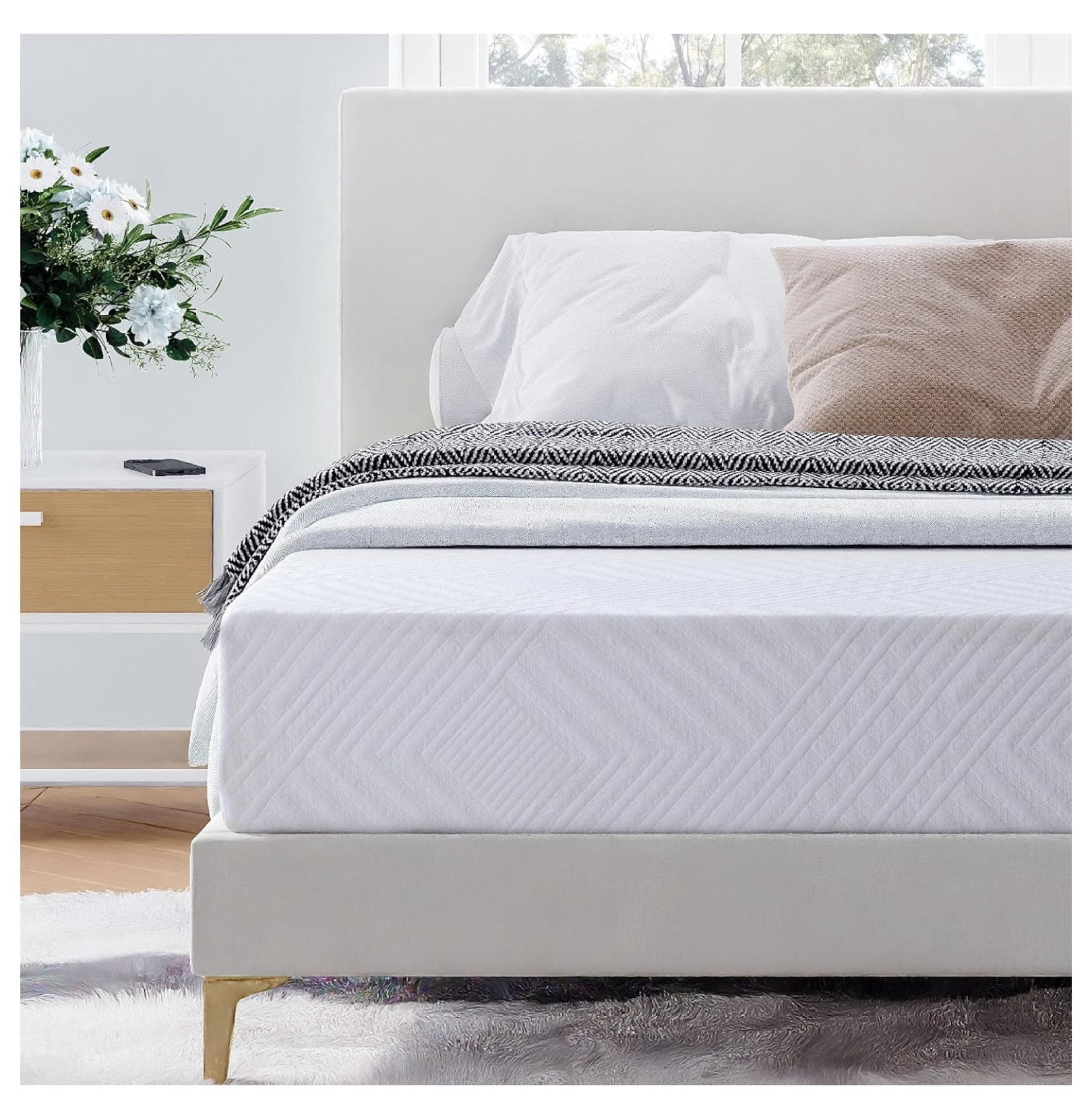 Mattress - 6 Inch Green Tea Memory Foam Mattress- Mattress in a Box - Certified Fiberglass Mattress - Cooling Gel Layer - Medium Firm - 75" x 38"