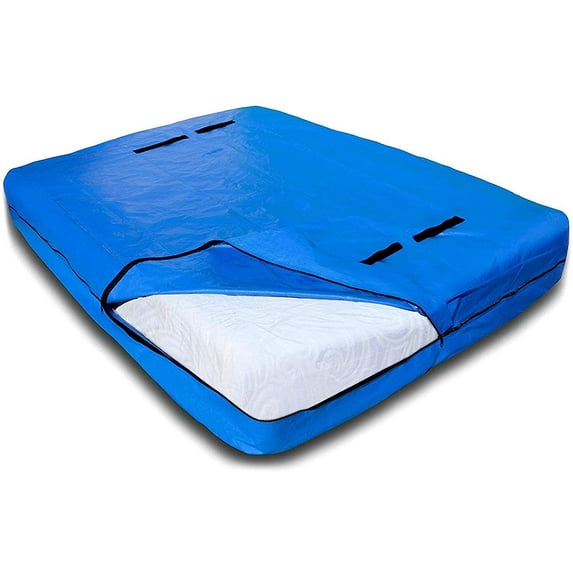 Mattress Bag for Moving and Storage, Reusable Heavy-Duty Waterproof with 8 Handles Extra Thick Zippered Mattress Protector Color Blue Size Queen (82"× 62") Deep 21 Inch
