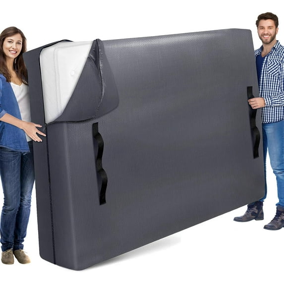 Mattress Bag for Moving and Storage, Cali-King Size - Extra Thick Cover With 8 Handles and Zipper, Heavy Duty, Reusable