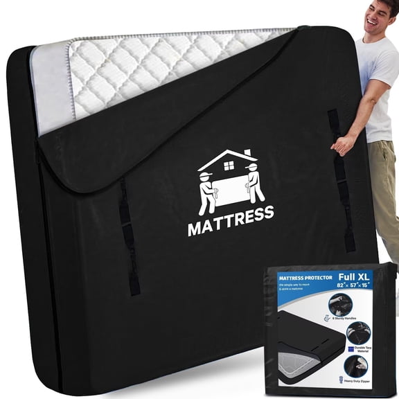 Mattress Bags For Moving Protector Waterproof Cover Storage With 8 Heavy-duty Handles And Zipper Bed Extra Thick Large Reusable 82"x57"x15" Black