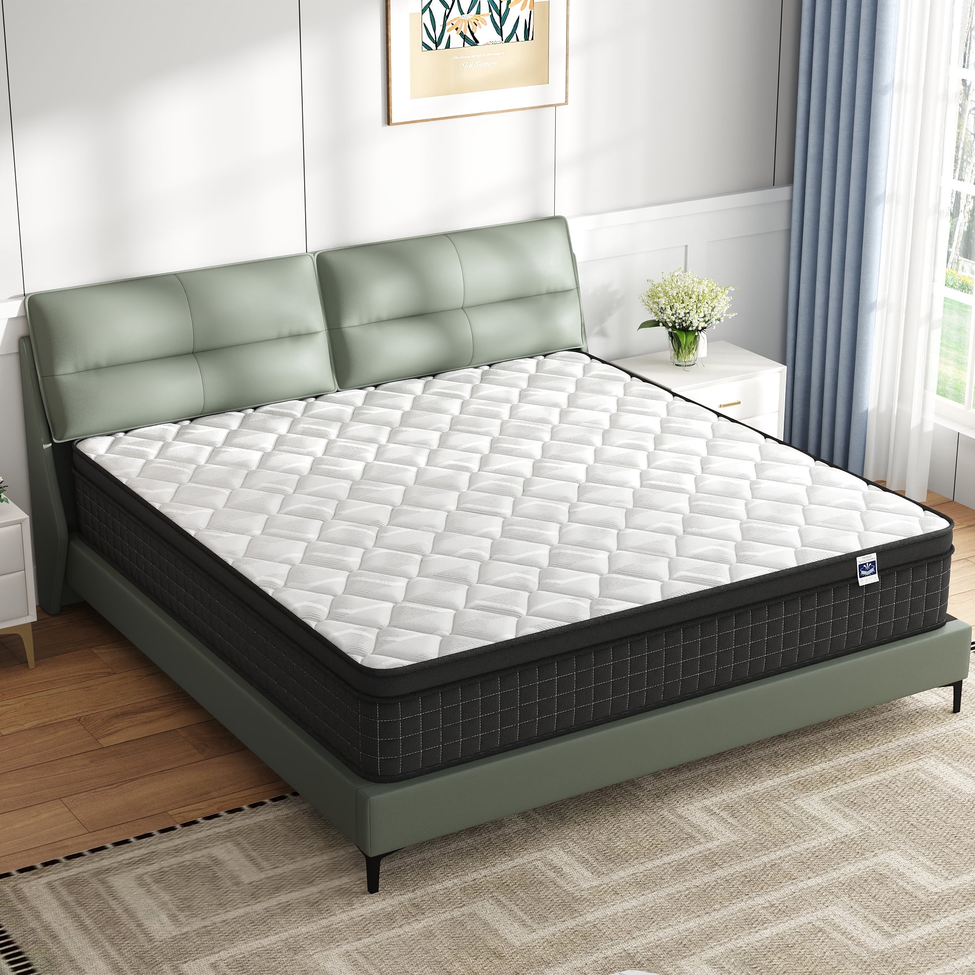 King Size 12" Hybrid Mattress - Gel Memory Foam & Pocket Springs, Medium Firm Feel, Motion Isolation, Pressure Relief, CertiPUR-US