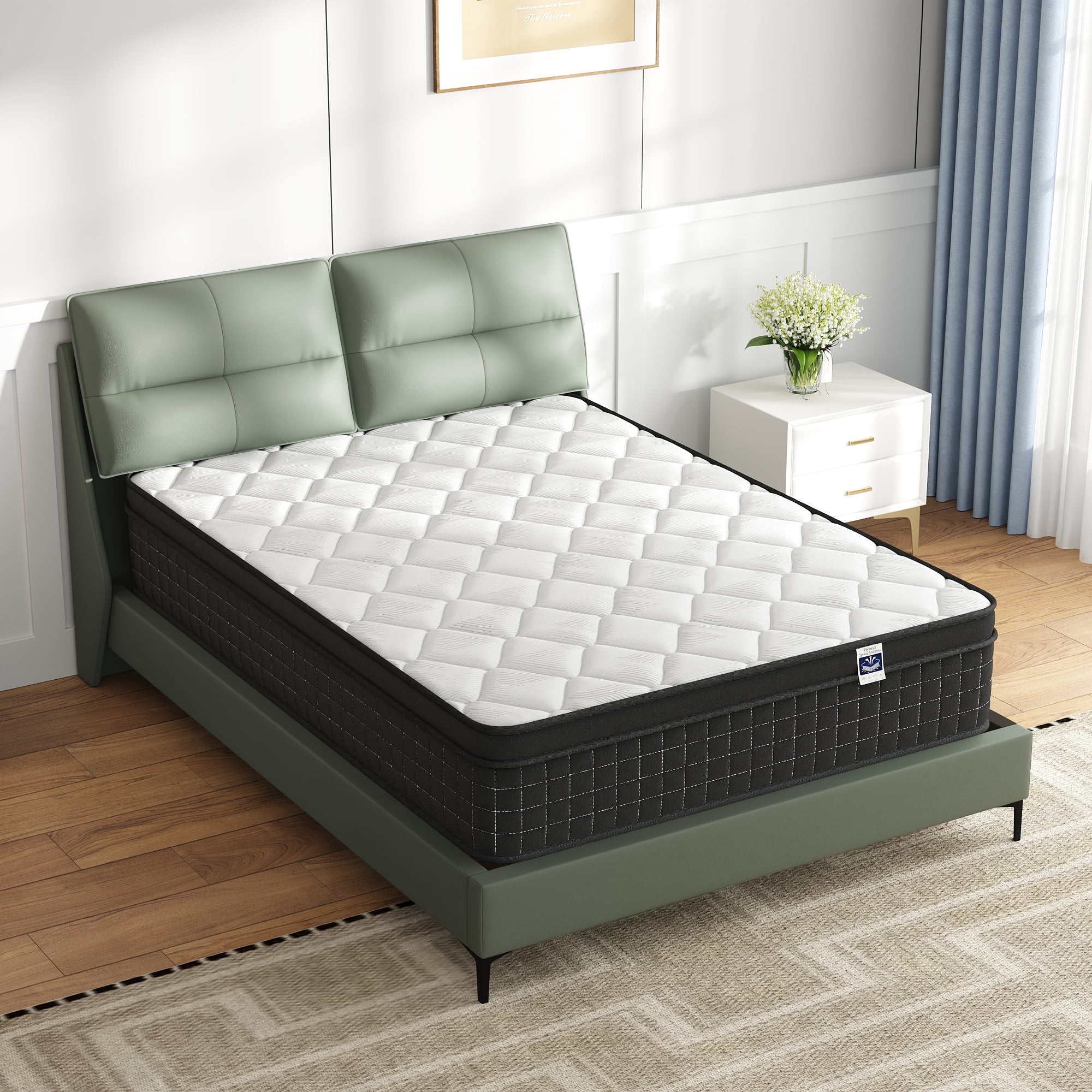 Full Size 12" Hybrid Mattress - Gel Memory Foam & Pocket Springs, Medium Firm Feel, Motion Isolation, Pressure Relief, CertiPUR-US