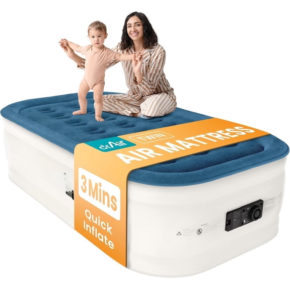 Mattress with Built-in Pump, 18" Raised Blow Up Mattress, 500 lbs Max Honeycomb Bed, 48Hr Leak-Proof Test, 3min Inflatable Mattress for , Guests, Camping, Colchones inflables