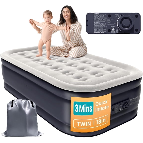 Mattress with Built-in Pump, 18" Raised Blow Up Mattress - 500 lbs Max Honeycomb Design, 3-Min Inflation, Velvety Top, Ideal for , Guests & Camping, Colchon Inflable