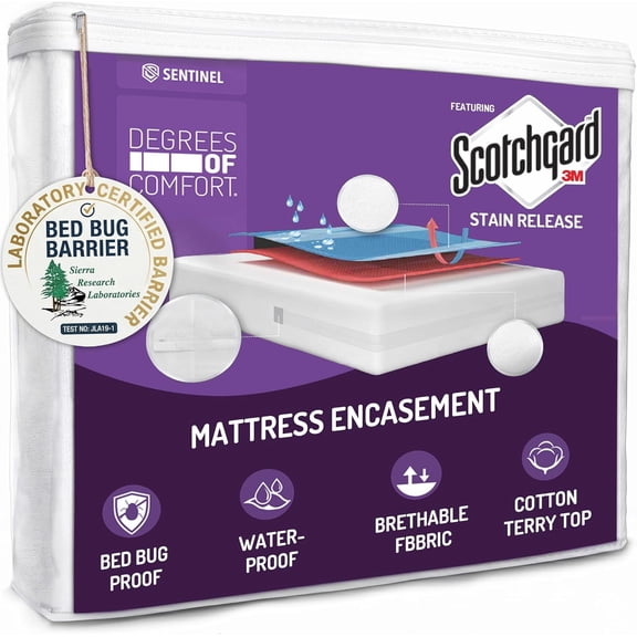 Mattress Cover Cal King Size 13-15 Inch Deep Pocket Waterproof Zippered Encasement with Breathable Cotton Terry Top