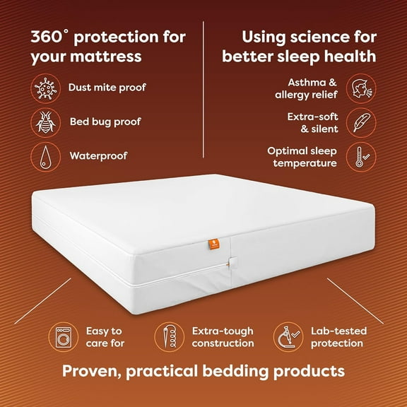 Mattress Encasement - Zippered Bed Bug Dust Mite Proof Hypoallergenic - Sleep Defense System - Queen - Waterproof - Stretchable - Low 9" Depth - 60" W x 80" L