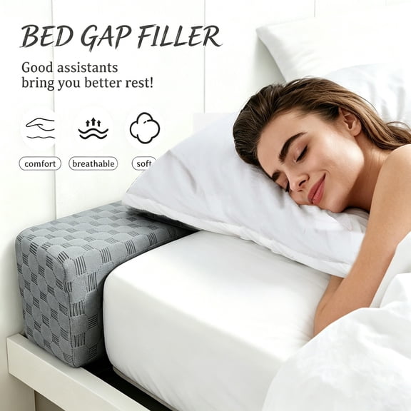 Mattress Extender Bed Gap Filler, High-Density Memory Foam Headboard Pillow to Fill Gap Between Mattress, Headboard & Wall, Removable Washable Cover