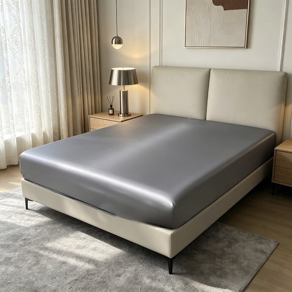 Mattress Fitted Sheet Double Bed 78x86 Inch Non Slip Polyester Soft Cooling for Summer Sleeping Naked