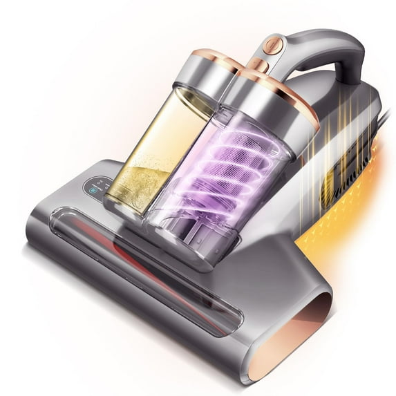Mattress Handheld Vacuum Cleaner with 500w 13kpa Suction for Bed, Pet Hair Cleaning, Dust Mite Cleaner with HEPA Filter Mite Sensor, Metal Brushroll Dual Cup,253nm UVC Light for People with Allergies