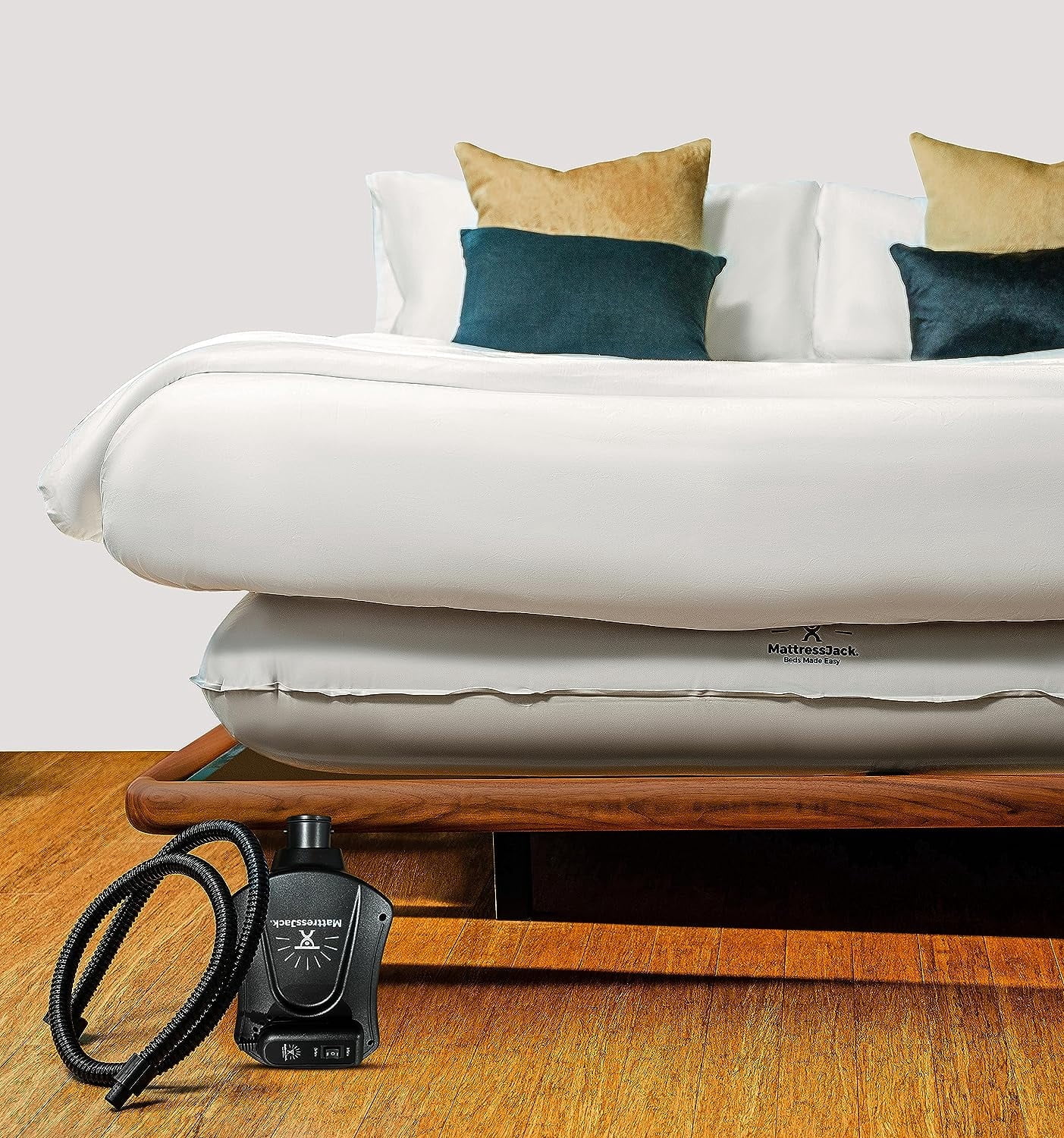 Mattress Jack Mattress Elevator - Easy Use Lifter for Sheet Tucking & Bed Making - Ergonomic Mobility & Daily Living Aid for Elderly, with Inflatable Ring, Air Pump, & Controller for Queen Mattress
