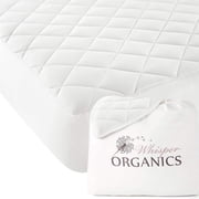 Whisper Organics 100% Cotton Organic Mattress Protector, 500TC Mattress Pad, King size, White