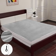 GONUES Heated Mattress Pad Twin Size 39"x75", Soft Coral Fleece Bed Warmer, 10-Hour Auto-off & 4 Heat Settings, Fast Heating, Machine Washable, Medium Gray