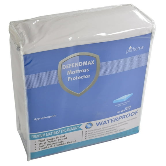 Mattress Protector Defender Encasement Cover Waterproof, Bed Bug Proof, Hypoallergenic, Breathable, Noise Free, Vinyl Free DefendMax King Size Fits Up To 16 in Mattress