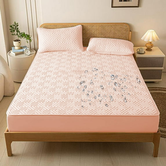 Mattress Protector | Fitted Non-Slip Bed Cover | Soft Polyester Fabric | 35.4x78.7 in | Stretch Design Fits Box Springs & Mattresses Up to 12 in | Light Blue, Gray, Pink | Wrinkle & Fade Resistant