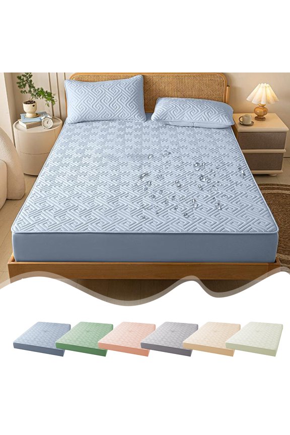 Mattress Protector Fitted Sheet with Non-Slip Elastic & Stretch Fabric, All-Inclusive Mattress Cover for Deep Pocket Beds, Soft Breathable Polyester