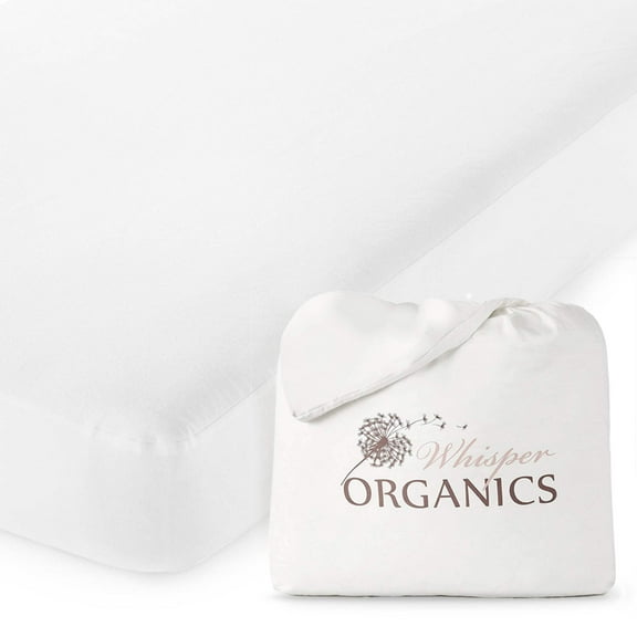 Whisper Organics 100% Cotton & Waterproof Luxury Organic Mattress Protector, Twin XL size, White
