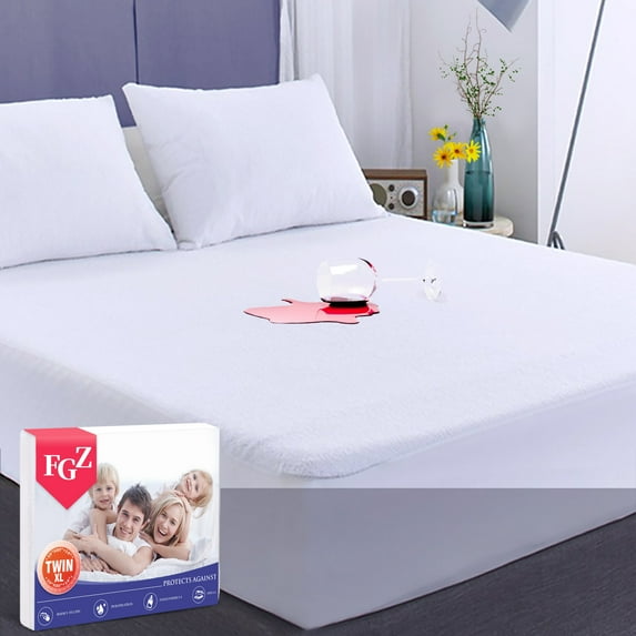 Mattress Protector, Waterproof Breathable Noiseless Full Size Mattress Pad with Deep Pocket for 6-16 inches Mattress, White