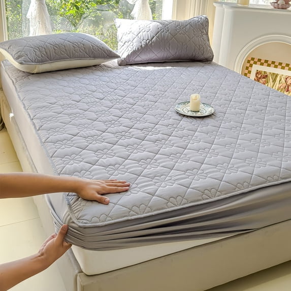 Mattress Protector, ZzCityTK Non-Slip Fitted Sheet, 35.4x78.7 Inch Soft Polyester Bed Cover All-Inclusive Protection Machine Washable, Gray