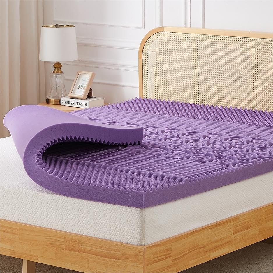 Mattress Topper, 2 Inch Queen Size 5Zone Gel Memory Foam Egg Crate Bed