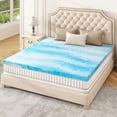 thumbnail image 1 of Mattress Topper - 3 Inch Memory Foam Mattress Topper Twin XL Cooling Gel Infusion - Ripple Blue KING - 3 Inch, 1 of 5
