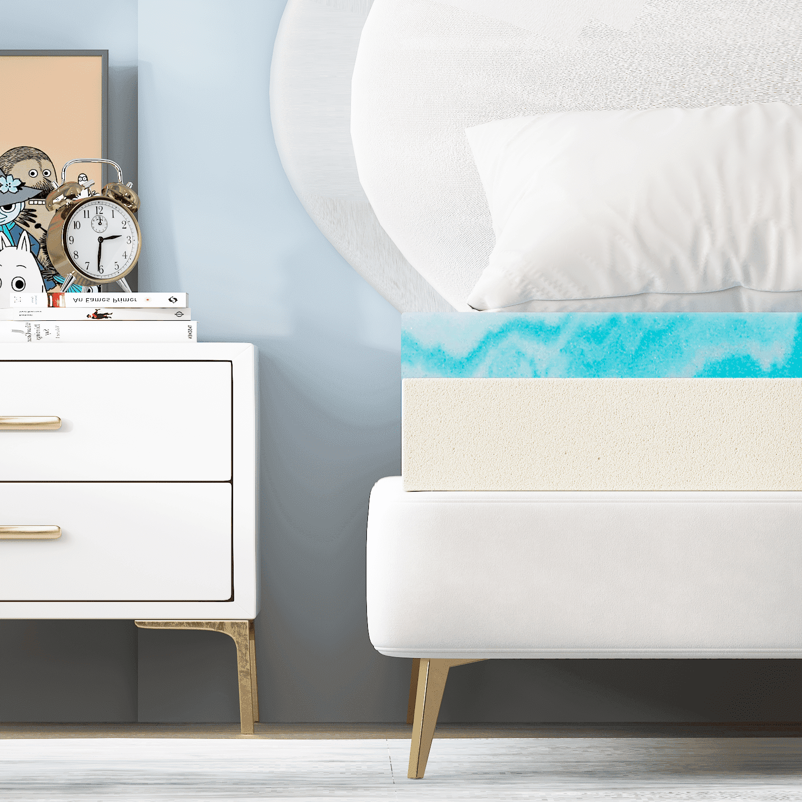 Mattress Topper, 4 inch Full Cooling Gel Infused Mattress Topper