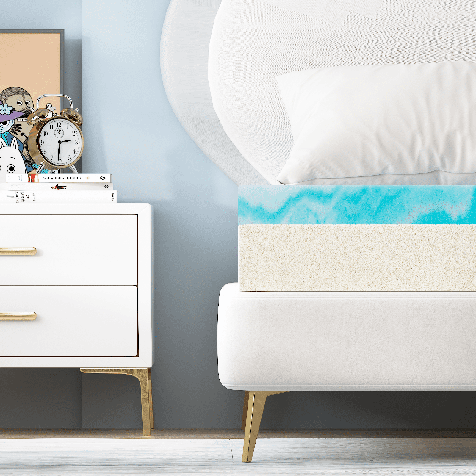 Mattress Topper, 4 inch Full Cooling Gel Infused Shell Mattress Topper