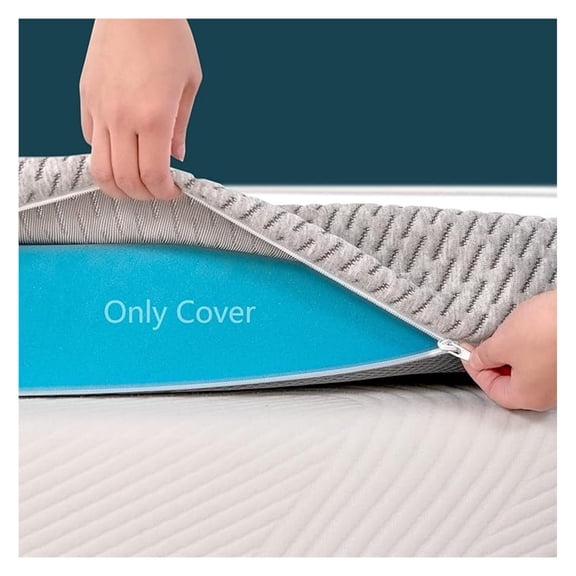 Mattress Topper Cover, 4 Inch Twin Size Mattress Topper Protector Cover, Breathable Removable Zipper Cover, Cover Only, Gray