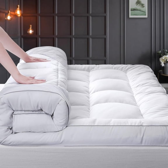 Mattress Topper , Extra Thick Down Alternative Mattress Topper 1300 GSM, Cooling Soft Quilted Plush Pillow Top Mattress Pad 8-24"