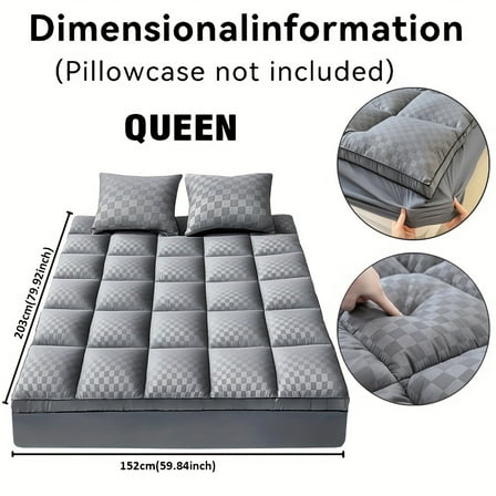 Mattress Topper, Extra Thick Mattress Pad Pillow Top Mattress Cover Quilted Fitted Mattress Protector Top Stretches Up 8-21" Deep Pocket Cooling, Mattress Topper Queen With 1000GSM