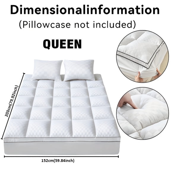 Mattress Topper, Extra Thick Mattress Pad Pillow Top Mattress Cover Quilted Fitted Mattress Protector Top Stretches Up 8-21" Deep Pocket Cooling, Mattress Topper Queen With 1000GSM