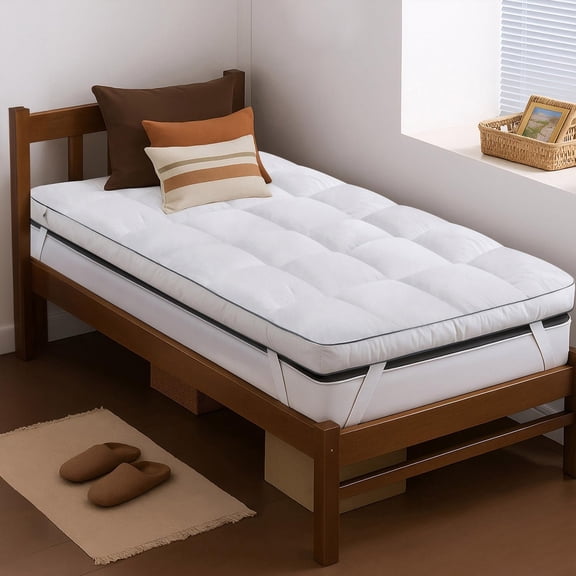Mattress Topper, Extra Thick Snow Alternative Down Pillow-Top Cooling Mattress Pad Bed Cover Mattress Topper, Hotel Quality, Plush and Support