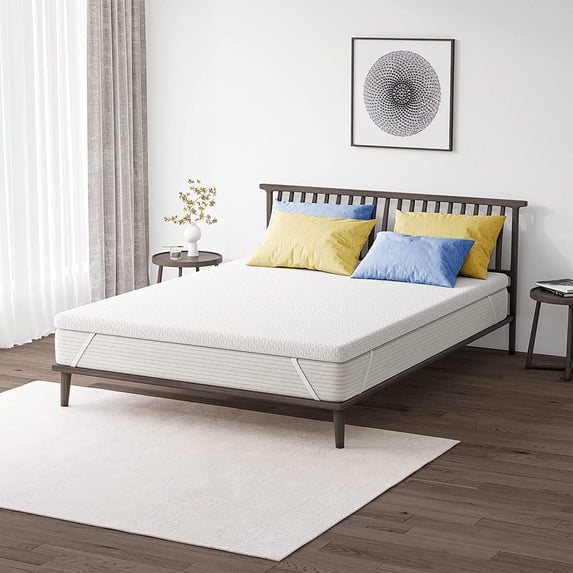 Mattress Topper Full, Homhougo 3 Inch Green Tea Memory Foam Mattress Topper with Zippered Bamboo Cover, Cloud-Like Soft