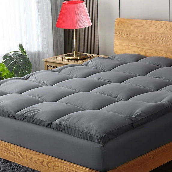 Mattress Topper Full Size Extra Thick Pillow Top Mattress Pad Cover for Back Pain Breathable Plush Soft Down Alternative Fill Bed Topper with 8-21Inch Deep Pocket Gray