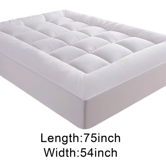 Mattress Topper,Full Size Mattress Topper,Queen Mattress Topper Fluffy Thick Soft 3Inch Memory Foam Mattress Topper for Guest Room(White XL 75*54IN)