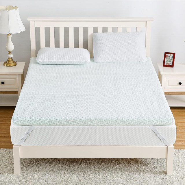 Mattress Topper Homhougo 80*75*4 Inch Green Tea Egg Crate Memory Foam