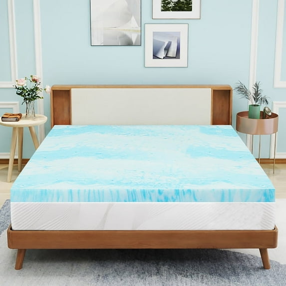 Mattress Topper King Size, 4 inch Memory Foam Mattress Topper, Ventilated and Breathable, Bule