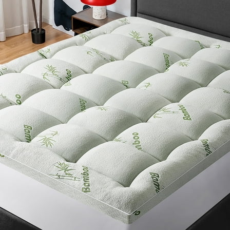 Mattress Topper King Size Bed,Bamboo Extra Thick Mattress Pad Cover Soft Plush Noiseless Down Alternative Fill,with 8-21" Deep Pocket