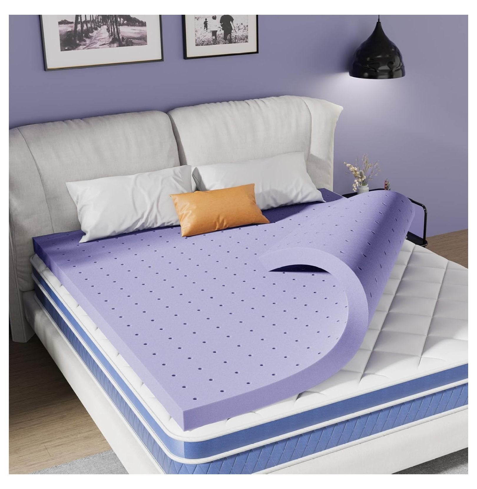 Mattress Topper King Size, Gel Infused Bed Toppers, Pressure