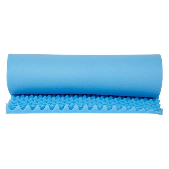 Mattress Topper Overlay, Convoluted Foam, Blue, 72 in L x 33 in x 2 in (L x W x H), 1 Count