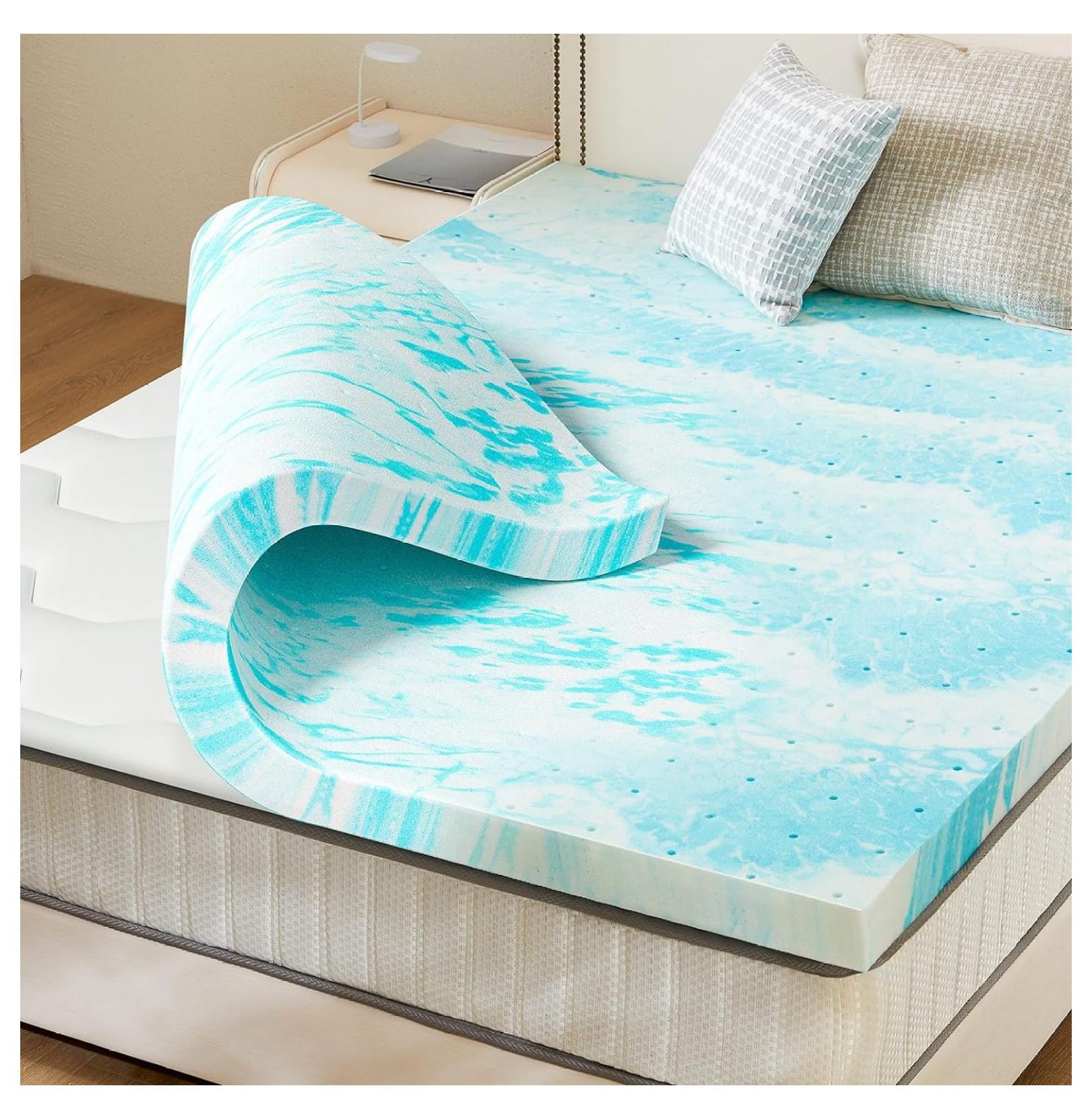 Mattress Topper, Queen Size Cooling Gel Memory Foam Bed Toppers, 3 Inch