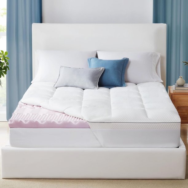 Mattress Topper,Queen Size Gel Memory Foam Bed Topper,Pressure Relief