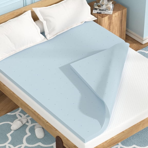 Mattress Topper  Size - 2 Inch Cooling Gel Infused Memory  Pad for Bed, Sleeper Sofa, RV, Camper, CertiPUR- Certified, Ventilated & Breathable Design for  Seasons