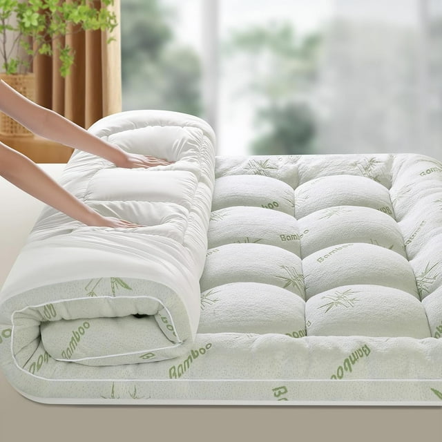 Mattress Topper Super Queen,1000 GSM Cooling Mattress Pad,Extra Thick Pillow Top Mattress Topper for Back Pain,Soft Mattress Protector Cover with 8"-18" Deep Pocket(66"x80")