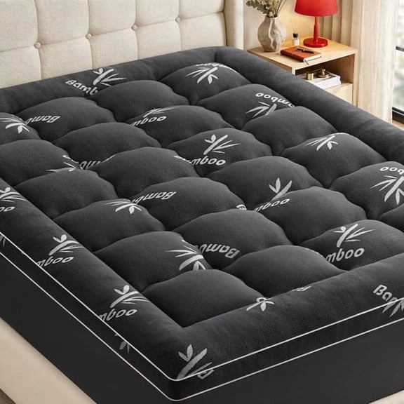 Mattress Topper Twin XL Size, Bamboo Extra Thick Mattress Pad 8-21" Deep Pocket Soft Down Alternative Fill (39x80 inches)Dark Grey