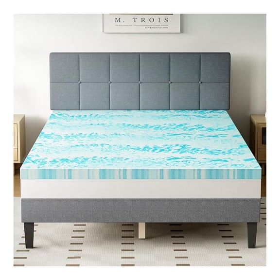 Mattress Topper Twin, 2 Inch Thick Memory Foam Gel Infused Cooling Toppers Pad for Twin Size Bed, Sofa, RV, , Certified, Ventilated and Breathable, Blue