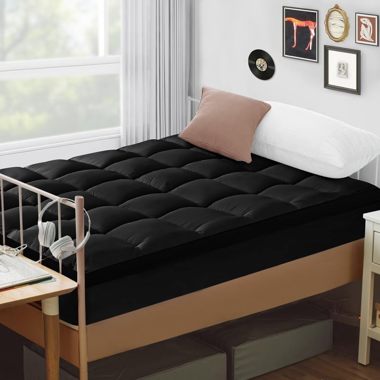 Mattress Topper Twin Size, Mattress Pad Cover for Dorm College Bed ...
