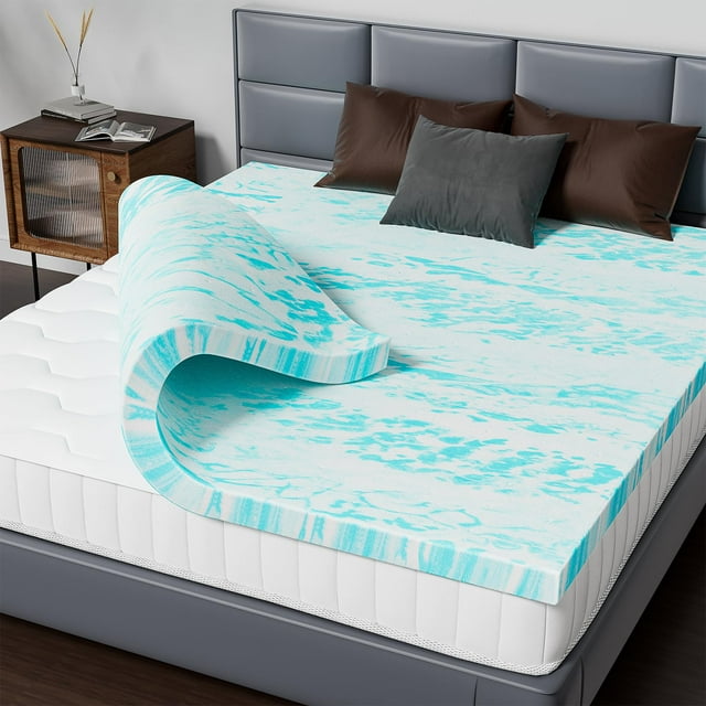 Mattress Topper Twin XL, 3 Inch Memory Foam Cooling Gel Swirl Infused