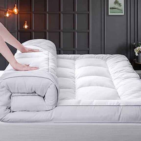 Mattress Topper Twin XL Extra Thick Down Alternative Mattress Topper 1300 GSM 100 Cotton Cooling Soft Quilted Plush Pillow Top Mattress Pad 8-24