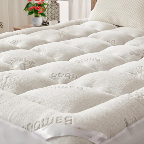 Mattress Topper Viscose Derived From  Thick Pillow Top Pad With Stretchable Pockets For 6-15 Inches Soft Breathable